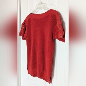 Ralph Lauren Women's (Size Small) Red Knit Sweater w/Grommet Detail on Sleeves